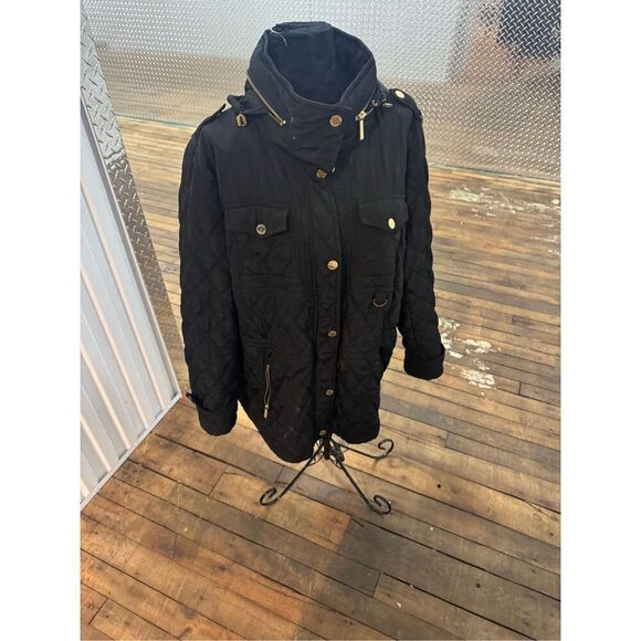 Michael kors mkblack/gold  quilted packable Jacket/coat hooded plus size 1xl - Picture 1 of 11
